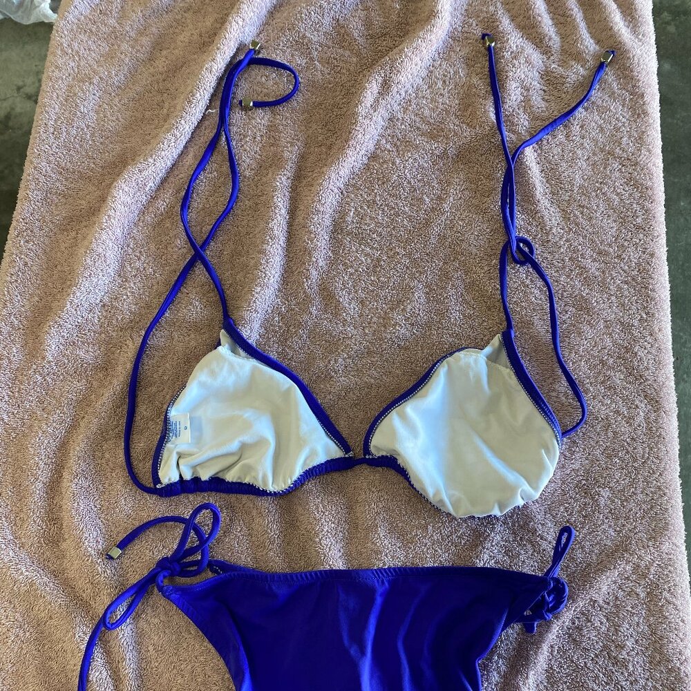 Venus Royal Blue Triangle Bikini Set Size 8 Top / Size 2 Bottom Tie Side Swimwea - Picture 6 of 6